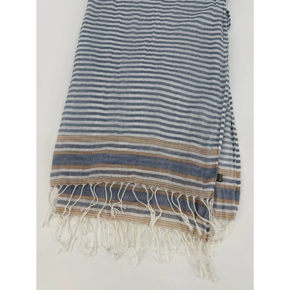 REI Lightweight Cotton Striped Fringe Scarf | Blue Multi | One Size